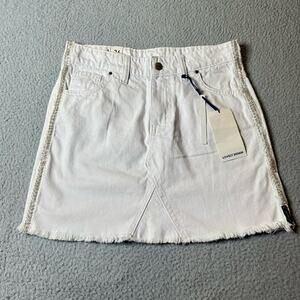 Lovely Denim Skirt Womens 26 White‎ Cutoff Mini Bling Short Jean Skirt NEW